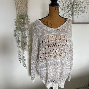 Free People Cream Knit Sweater